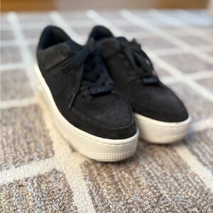 Nike Women’s Air Force One Sage Low Platform in Dark Grey